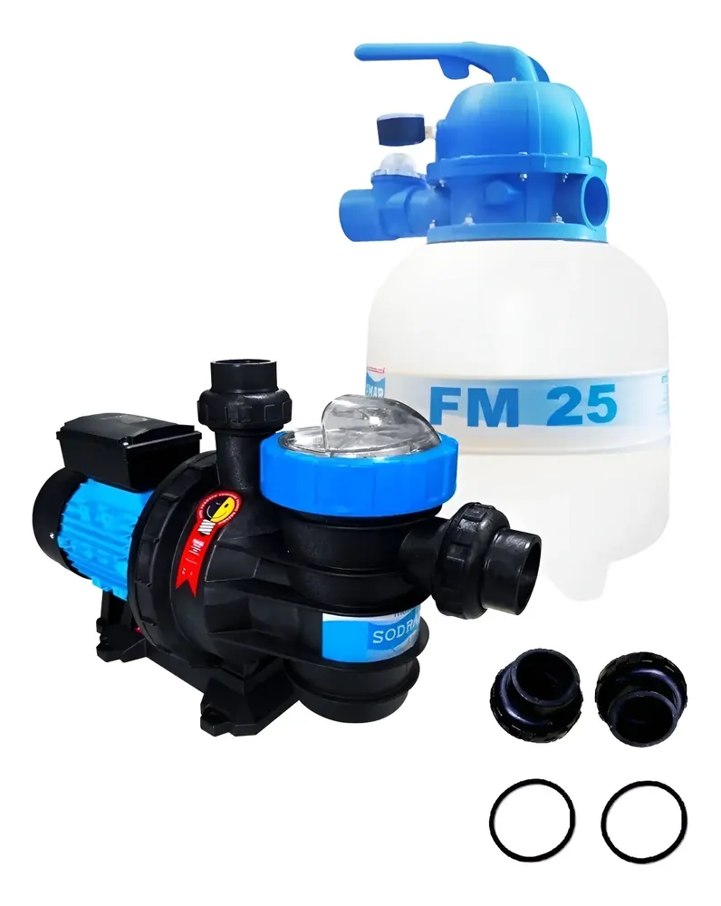 Kit Filtro Sodramar FM-25 + Bomba BMC-25 1/4 cv Monofásica – Piscinas até 19 mil litros