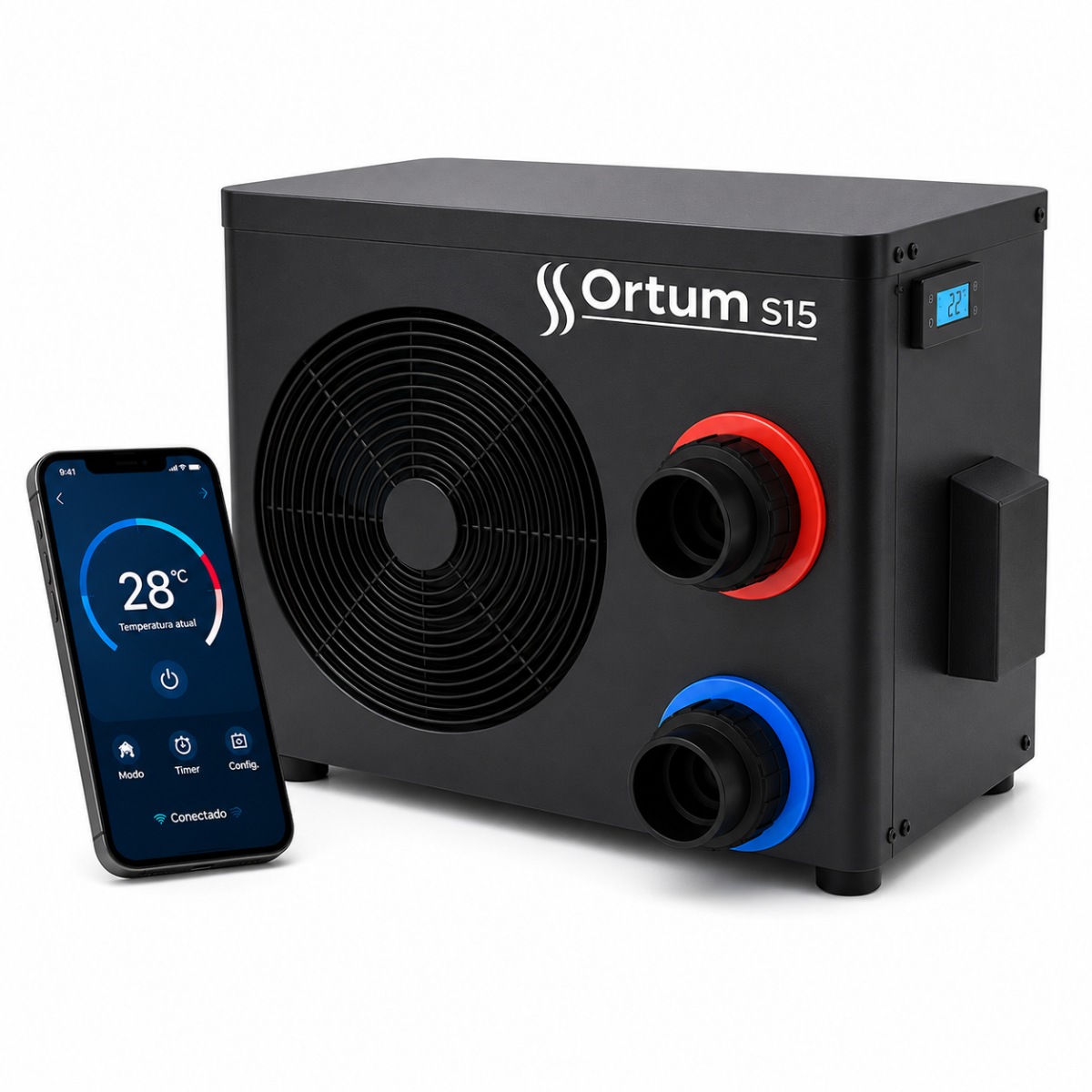 Bomba de Calor Mini Ortum S15 Sibrape 15.000 BTU Wi-Fi 220V – piscinas de 10 a 22 m³
