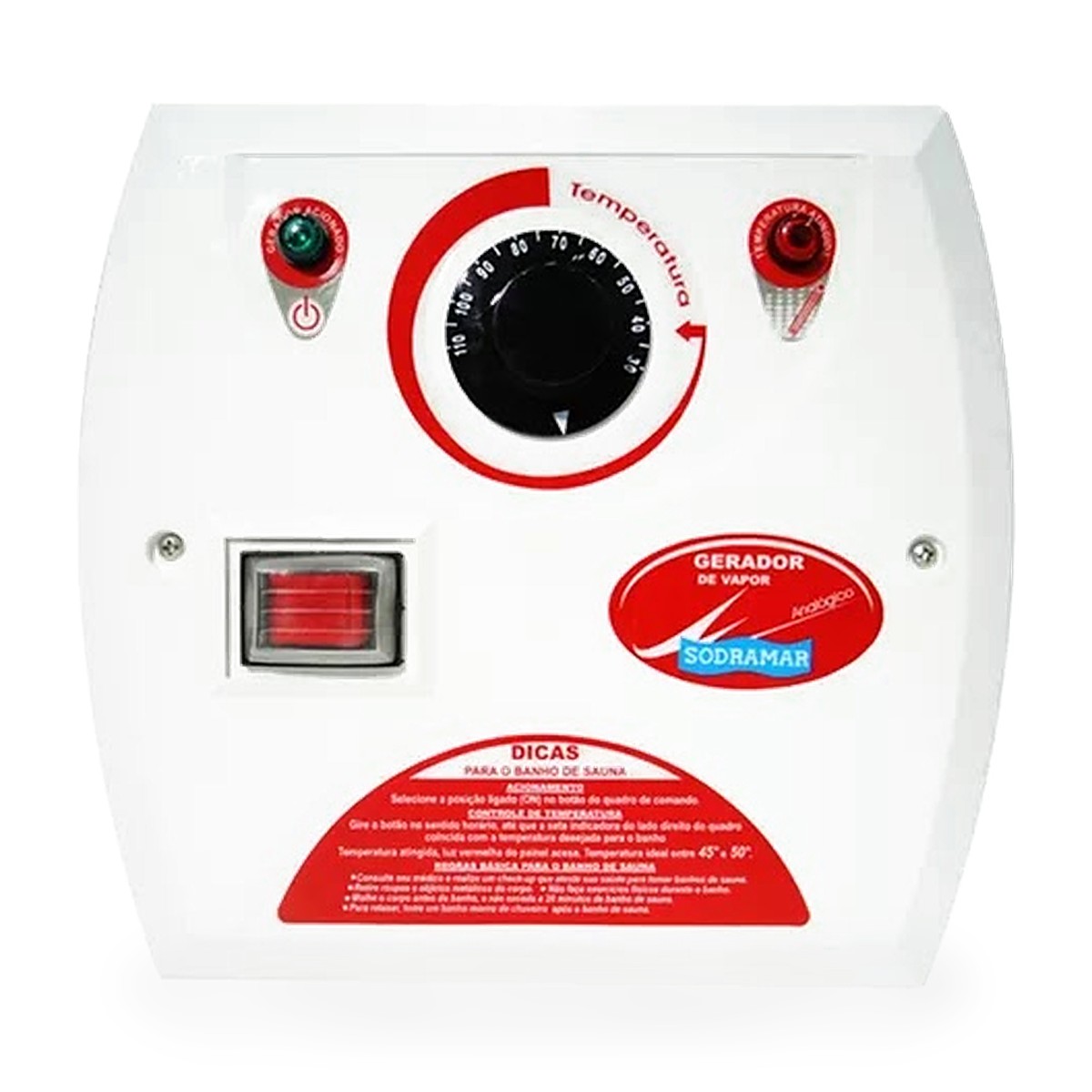 Comando Analógico (A) Sodramar para Sauna a Vapor Universal / Steam Inox