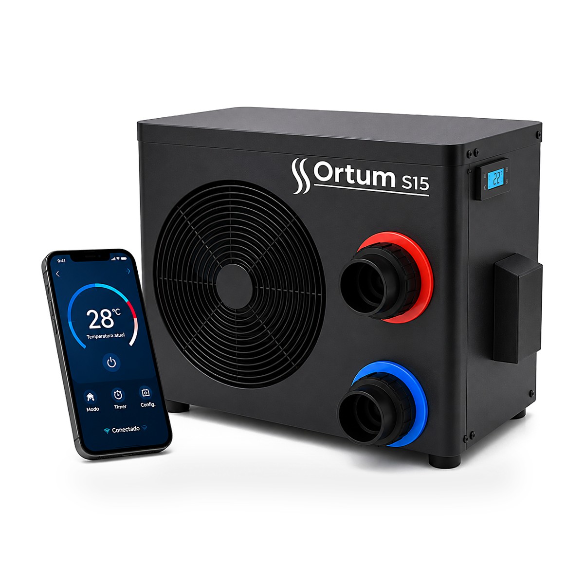 Bomba de Calor Mini Ortum S15 Sibrape 15.000 BTU Wi-Fi 220V – piscinas de 10 a 22 m³