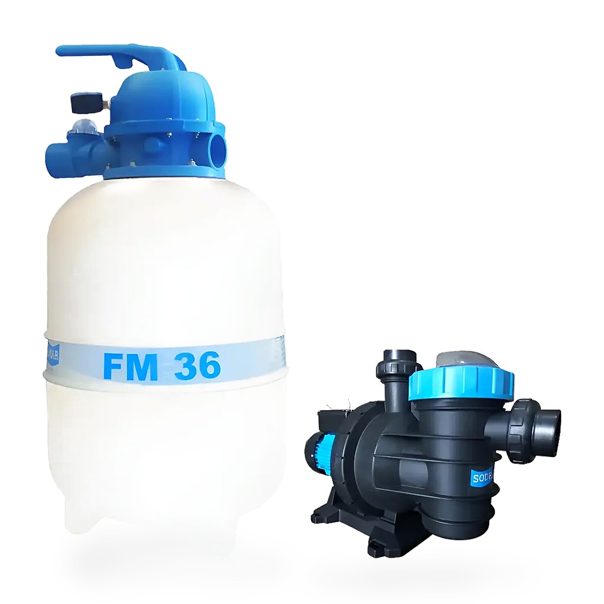 Kit Filtro Sodramar FM-36 + Bomba BMC-33 1/3 cv Monofásica – Piscinas até 40 mil litros